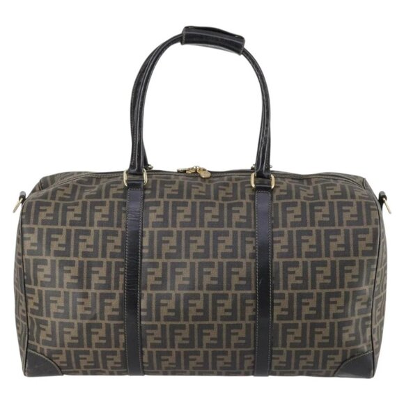 FENDI Zucca Canvas Boston Bag PVC Black Brown Auth 144233 - Picture 2 of 16